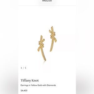 Authentic Tiffany Knot Yellow Gold and Diamond Earrings-New in Box! Make Offer
